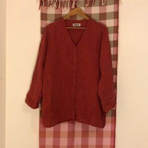 FLAX red linen oversized tunic